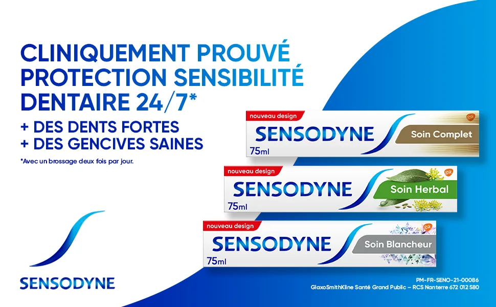 Sensodyne Sensitivity Treatment Toothpaste To Protect Sensitive Teeth 24h Dental Sensitivity Protection Pack of 2x75 ml - essential care soin blancheur