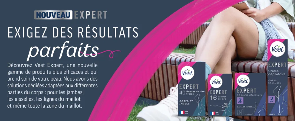 Veet Expert - 16 Cold Wax Strips for Sensitive Skin - Perfect Finish - Long-Lasting Hair Removal - Range