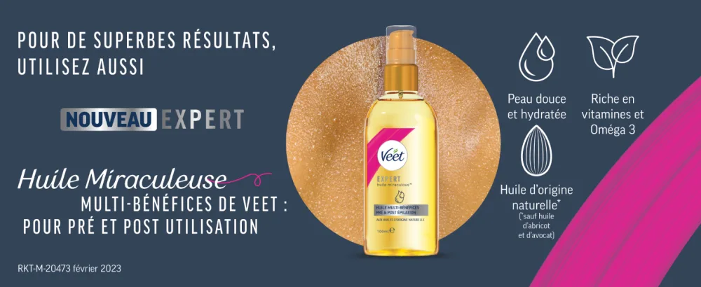Veet Expert - 30 Strips of Cold Underarm Wax - Sensitive Skin - Perfect Finish - Long Lasting Hair Removal - Huile