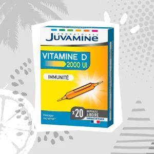JUVAMINE - Immunity - Vitamin D 2000 IU 50ug - Immune Defenses - Box of 20 Ampoules (Pack of 1) - Vitamines D 2000 Immunité - UI 20 ampoules