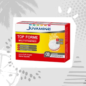 JUVAMINE - Top Forme Multivitamins - Helps reduce fatigue - Supports immunity - 30 effervescent tablets - Made in France - top forme vitamine
