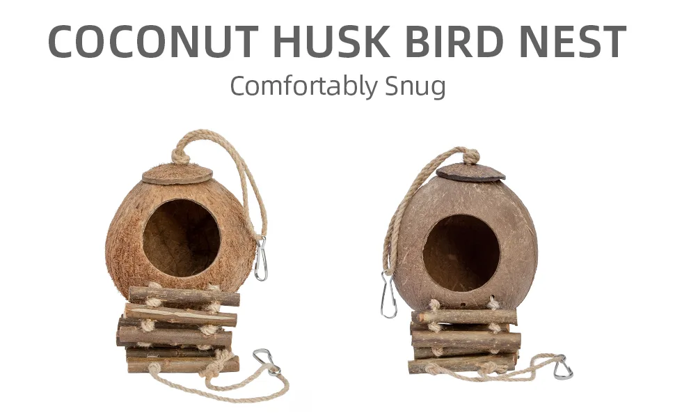 Niteangel 100% Natural Coconut Hideaway with Ladder, Bird and Small Animal Toy House with Ladder Smooth Surface - product information 3