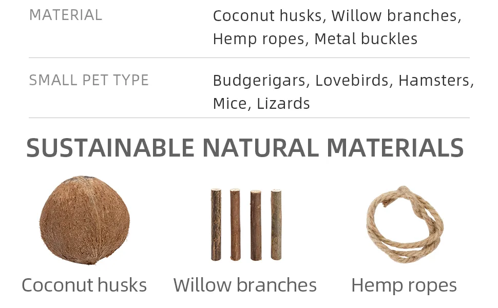 Niteangel 100% Natural Coconut Hideaway with Ladder, Bird and Small Animal Toy House with Ladder Smooth Surface - product information 4