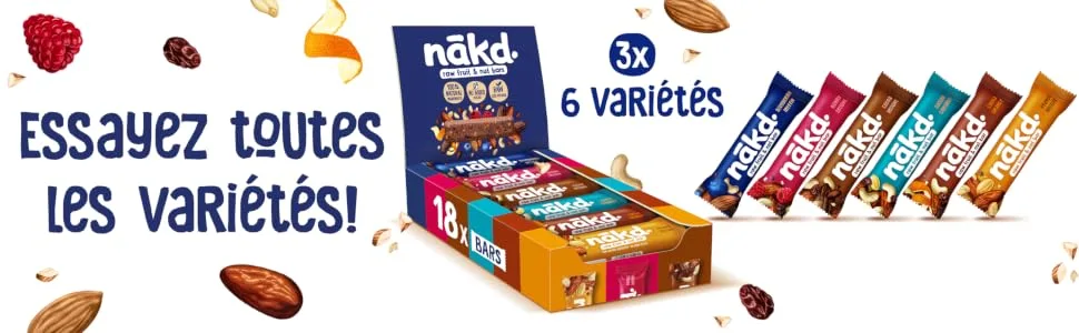Nakd Raw Cashew Bars Fruit & Nuts 100 Percent Natural Ingredients No Sugar Added Vegan 4 x 35 g 140 g - nakd paquet assortiment