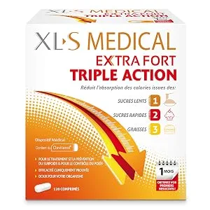 XLS MEDICAL Extra Strong - Weight Loss Aid - Triple Action - Reduces Calorie Absorption - 120 Tablets - product information 2