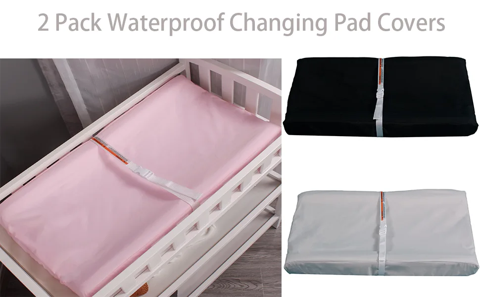 Belsden 2 Pack Waterproof Changing Pad Cover, Soft Microfiber Diaper Change Table Sheets for Baby Boys and Girls, Fit 32" x 16" Changing Pad, Machine Washable Durable, Black & Light Grey - product information 2