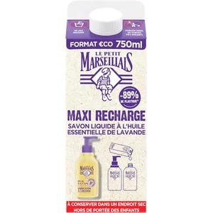 The Little Marseillais | Maxi Refill Hand Wash Gel with Pure Soap & Lavender (750ml Brick) Liquid Soap Refill for Pump Bottle - product information 2