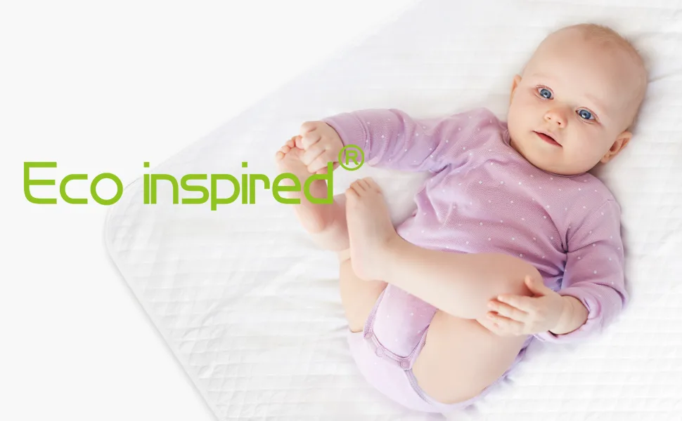 ECO inspired Cotton Baby Changing Pad Diaper Changing Pad Splashproof Changing Pad Liners, Ultra Soft Breathable Washable Reusable, Large Size 35.5x27.5, White, 2 PCS - Eco inspired