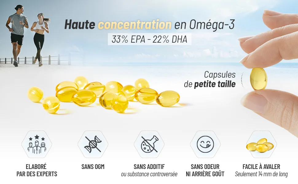 Omega 3 Wild Fish Oil - 33% EPA / 22% DHA - 100 Capsules - GPH Diffusion - image 3