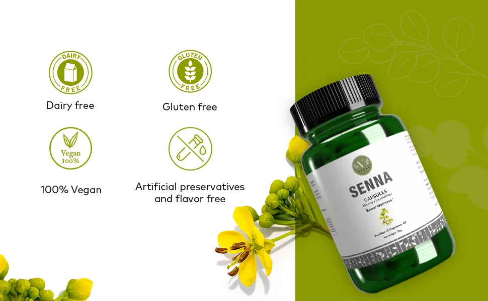 Vanan Senna Supplements (60 Capsules) | 140mg | 100% Pure Senna Extract | Natural Solution Against Constipation and Promotes Digestion | - product information 4