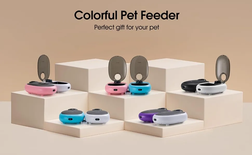 WOPET Automatic Cat Feeder FT60,48-Hour Timer Cat Bowl with Ice Gel Pack Refrigeration Function,Perfect for Puppies and Kittens in Yogurt,Can,and Wet Food Feeding White - cat food bowl
