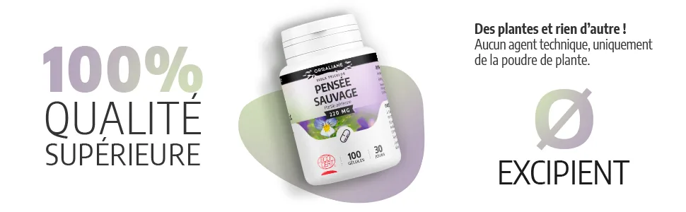 Organic Wild Pansy 220 mg - 100 Capsules - Ecocert Certified - Orgaliane - Pensée sauvage image 4