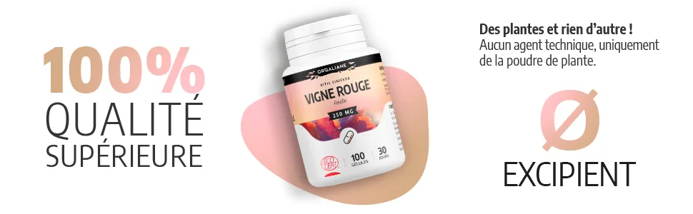 Organic Red Vine 250 mg - 100 Capsules - Ecocert Certified - Orgaliane - Vigne rouge image 4
