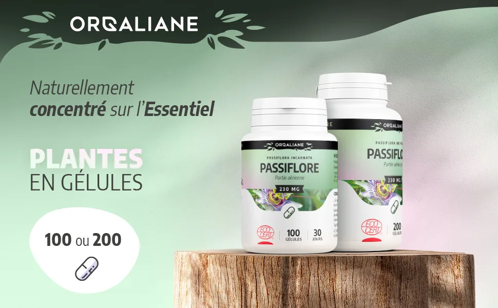 Organic Passion Flower 230 mg - 200 Capsules - Ecocert Certified - Orgaliane - Passiflore image 1