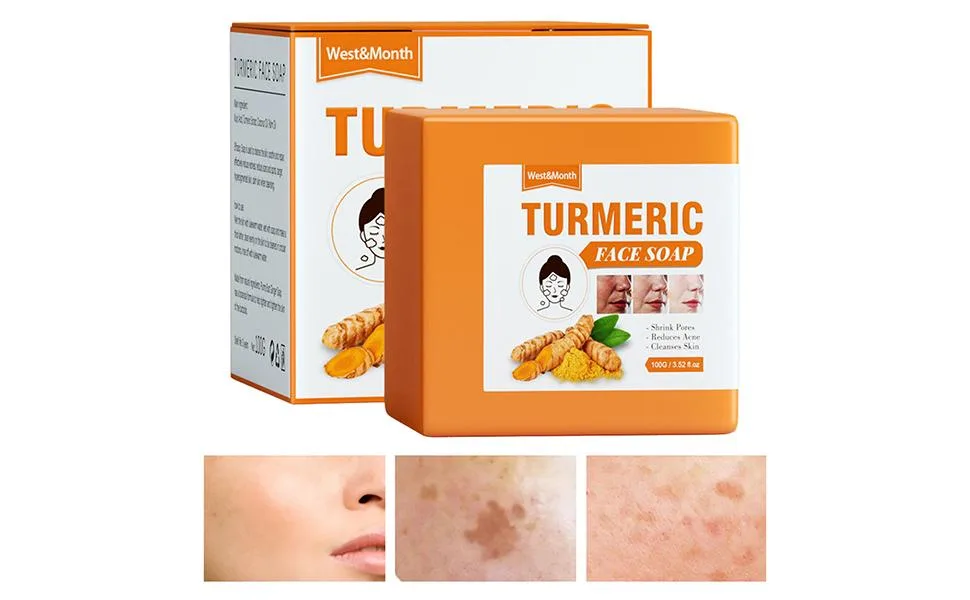 Turmeric Soap | Skin Lightening Kojic Acid Soap | Soap Bars for Hyperpigmentation Acne Spot Removal - Savon Curcuma