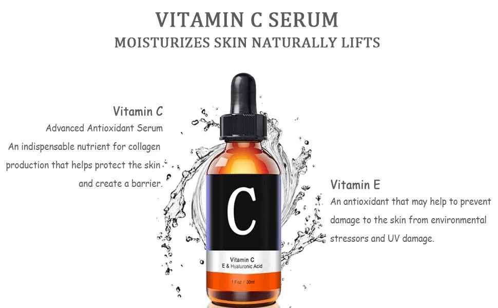 Xyemao Derma Roller 540 Titanium Skin Care Micro Needle 0.5mm/1.0mm + Vitamin C Serum Vitamin E with Hyaluronic Acid (2 Pack) - Sérum à la vitamine C