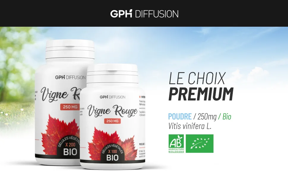 Organic Red Vine 250mg - 200 Vegetable Capsules - image 1