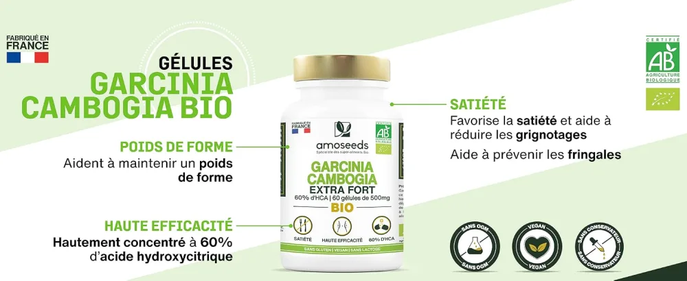 Garcinia Cambogia Organic | Fast & Effective | High Concentration 60% HCA | 2000mg/Day | Satiety Line | Top Quality - garcinia A+ PREMIUM