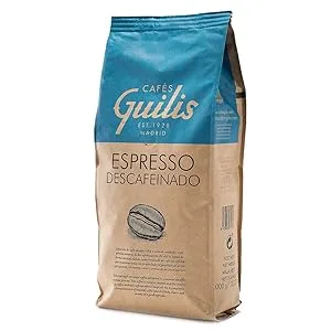 CAFES GUILIS FROM 1928 AMANDES DEL CAFE Decaffeinated Coffee Beans Intense Natural Blend 1 Kg - cafe