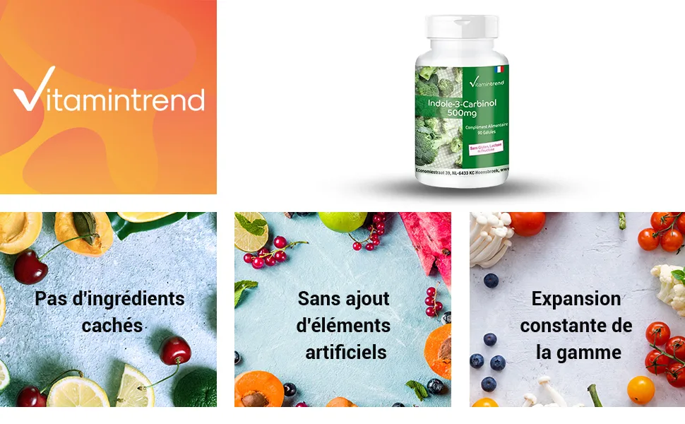 Indol-3-Carbinol 500mg - 90 Capsules - With Broccoli Powder Supplementary - Vegan | Vitamintrend  - product information 1
