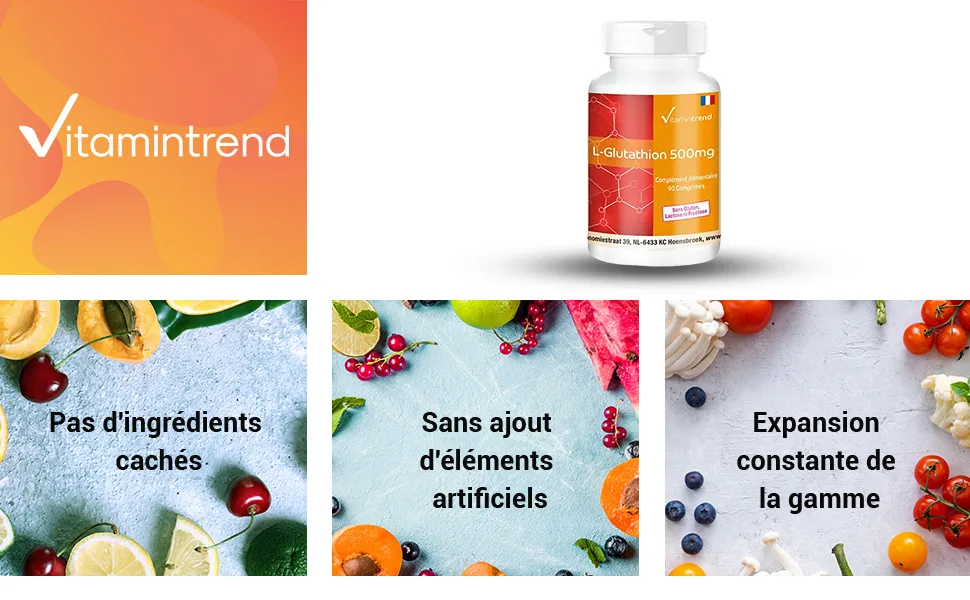 L-Glutathione 500mg - Reduced - 90 tablets - Vegan | Vitamintrend  - product information 1