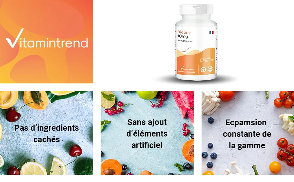Biotin 10mg Vitamin B7 Highly Dosed with 10000 g Biotin Box of 180 Tablets Vegan! For 6 Months! | Vitamintrend  - product information 1