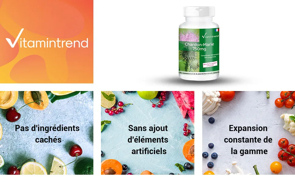 Milk Thistle Extract 750mg Box of 180 tablets -! FOR 6 MONTHS! Vegan High dosed - 80% Silymarin | Vitamintrend  - product information 1