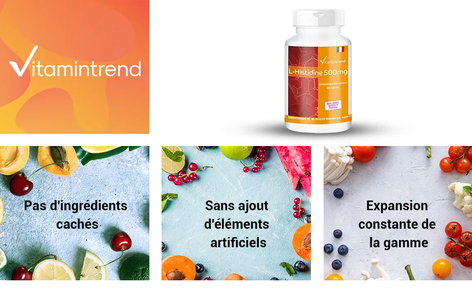 L-Histidine Extract - High Dose - Vegan - 180 Capsules - Dietary Supplement | Vitamintrend  - product information 1