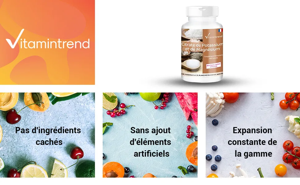 Magnesium citrate with potassium - highly dosed - vegan - 240 capsules | Vitamintrend  - product information 1