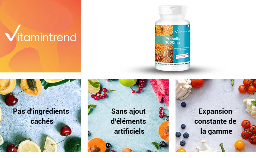 Propolis 1000mg - high dosage - 180 tablets - vegan - 3% Galangina | Vitamintrend  - product information 1
