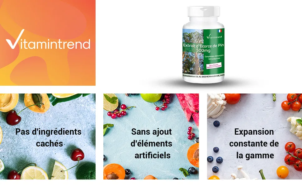 Pine bark extract 500mg - 120 tablets - vegan - high dose - with vitamin C | Vitamintrend  - product information 1
