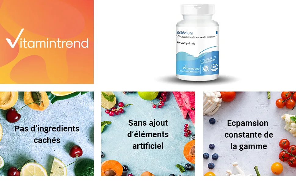 Selenium 100 g selenium yeast - 90 tablets - highly dosed - vegan - bioavailable supplements from Germany | Vitamintrend - product information 1