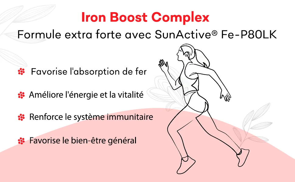 SunActive Iron Dietary Supplement Fe-P80LK Rosehip Complex with Vitamin C Folic Acid Vitamins B12 B6 and B2 90 Capsules - complément fer et vitamine c, complément fer anémie, fer comprimé