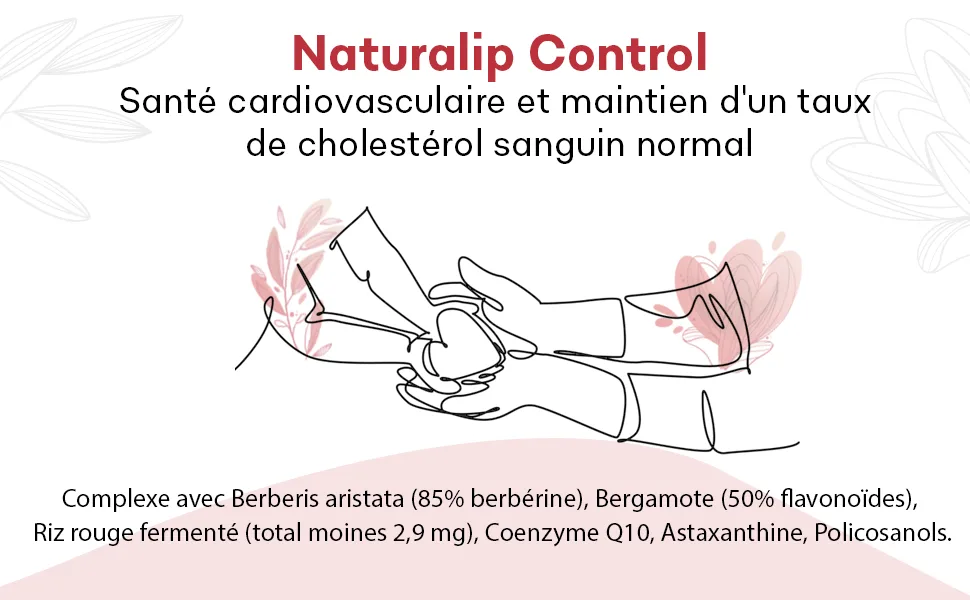Naturalip Control | Fermented Red Rice Supplement | Helps Maintain Normal Cholesterol and Triglyceride Levels | High Concentration | 60 Capsules | 100% Vegan - riz rouge, levure de riz rouge cholesterol, levure de riz rouge sante verte