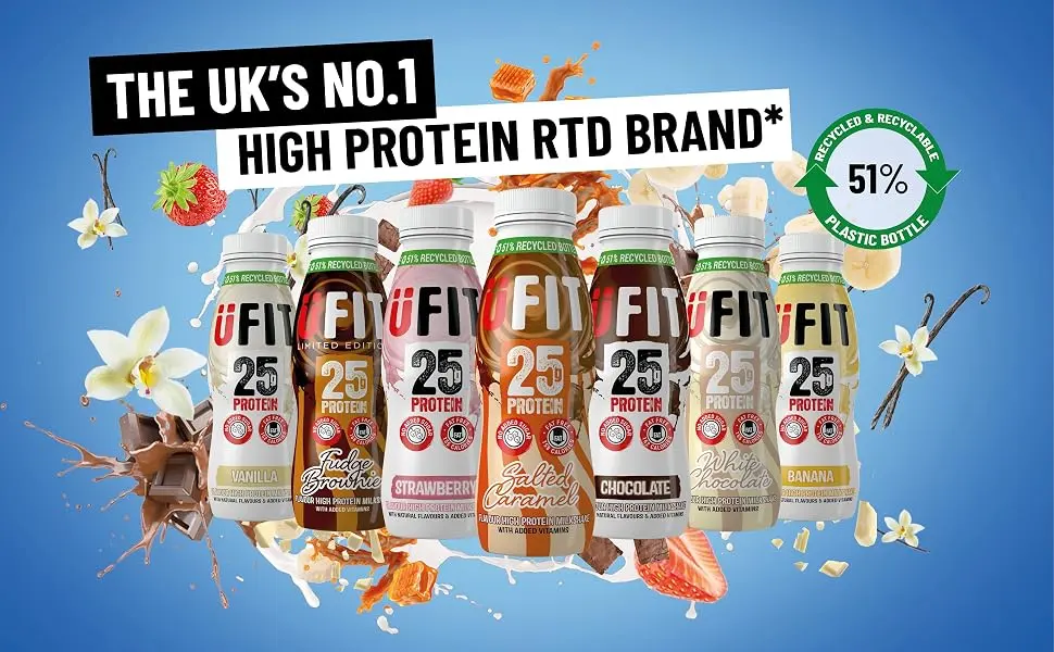 UFIT High Protein Milkshake Chocolate 10x330ml - La marque n°1 High Proteine RTD au Royaume-Uni
