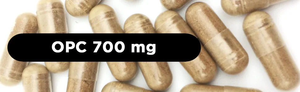 OPC Grape Seed Extract 700 mg. 240 vegan capsules for 8 months. Grape Seed Extract contains 99% OPC a powerful source of natural antioxidants that reduce oxidative stress - product information 2