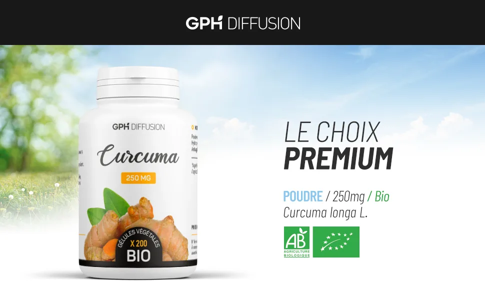 Organic turmeric - 250 mg -2000 vegetable capsules - image 1