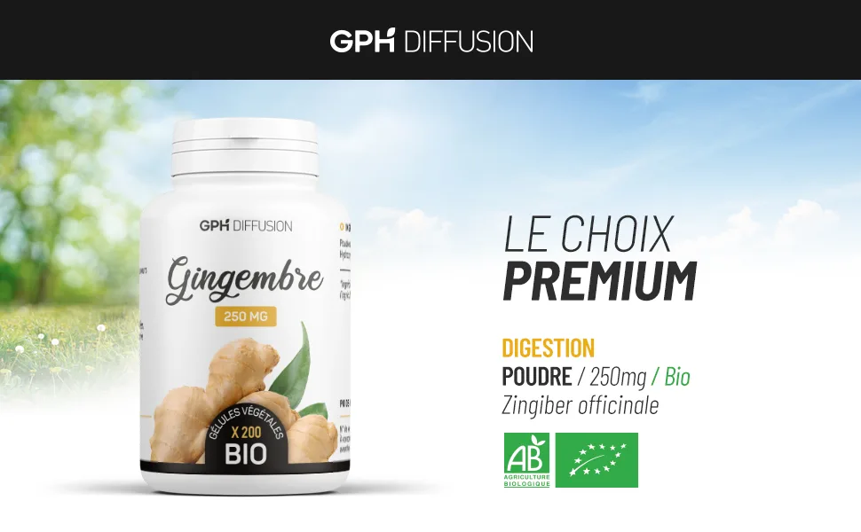 Organic Ginger - 250 mg - 200 vegetable capsules - image 1