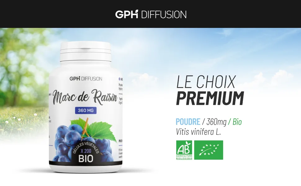 Organic Grape Marc - 250mg - 200 Vegetable Capsules - image 1