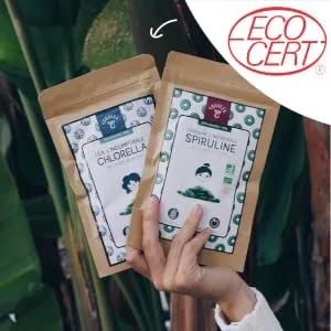 Organic Chlorella tablets - Ecocert certified grown in pure water analyzed and packaged in France - zdaz