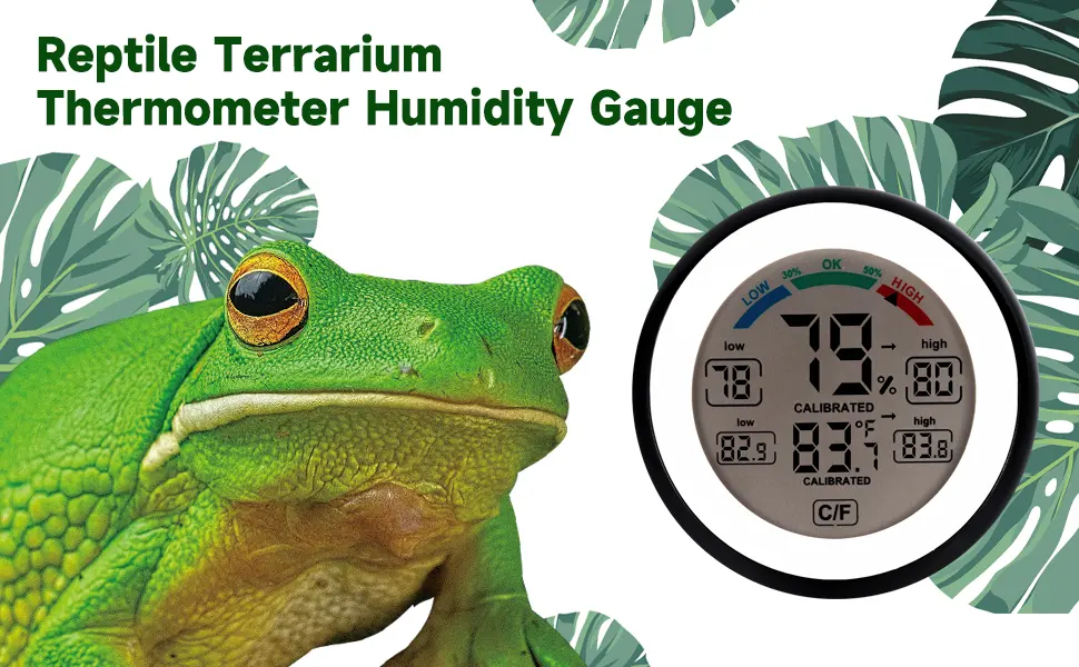 Reptile Terrarium Thermometer Humidity Gauge for Aquarium Tank with Touch Screen & Suction Cup - product information 1