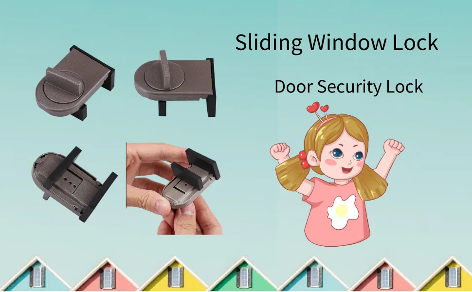 (Pack of 2) Kids Sliding Window Lock Child Safety Adjustable Sliding Door Infant Proof Security Lock Stopper Wedge - BB00728