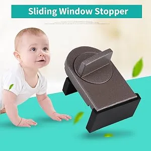 (Pack of 2) Kids Sliding Window Lock Child Safety Adjustable Sliding Door Infant Proof Security Lock Stopper Wedge - BB00728