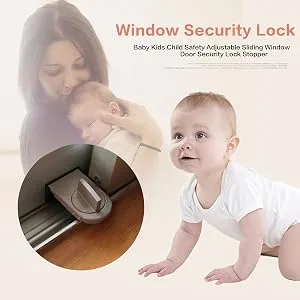 (Pack of 2) Kids Sliding Window Lock Child Safety Adjustable Sliding Door Infant Proof Security Lock Stopper Wedge - BB00728