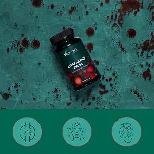 Organic Astaxanthin | From 160 mg Organic Haematococcus | 100% Natural Antioxidant | High Bioavailability | Vegan & No Additives | Vegavero  - astaxantine bio