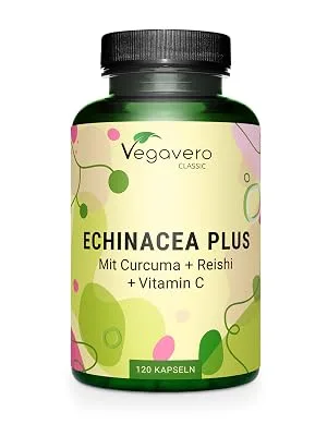 Echinacea Immunity Complex | With Vitamin C Reishi Turmeric and Zinc | No Additives & Vegan | 120 Capsules | Vegavero  - product information 2