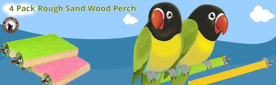 Bird Platform for Parakeet Cockatiels Perch,Lava Ledge for Rats,Sandpaper Perches for Birds, 4 Pack - 4 Pack Bird Perch Stand Toy