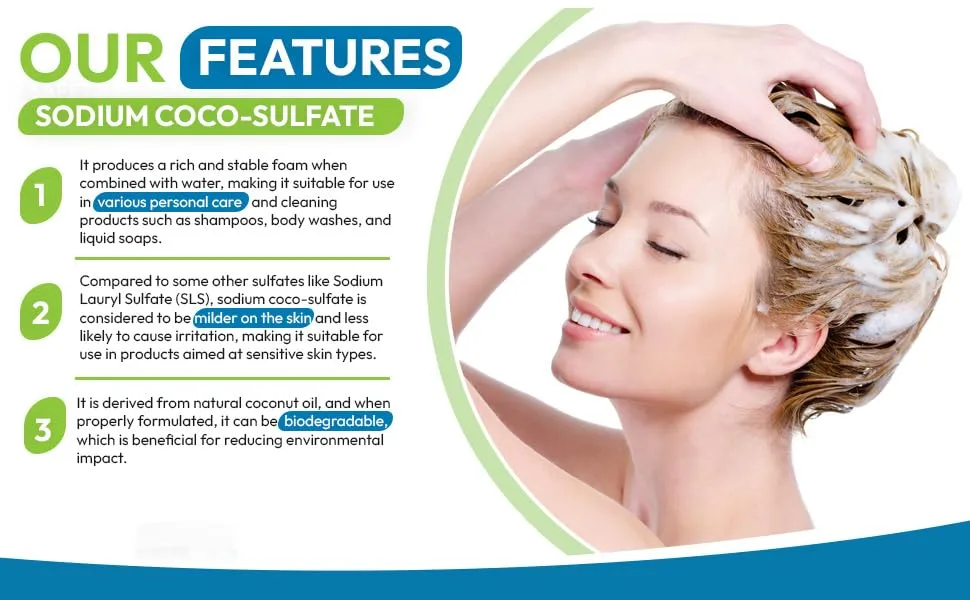 Sodium Coco Sulfate - 100 Gr- can be used in shampoo bars liquid shampoos body washes shower gel and shower bars - utilisé dans les pains de shampoing, les shampoings liquides, les nettoyants pour le corps