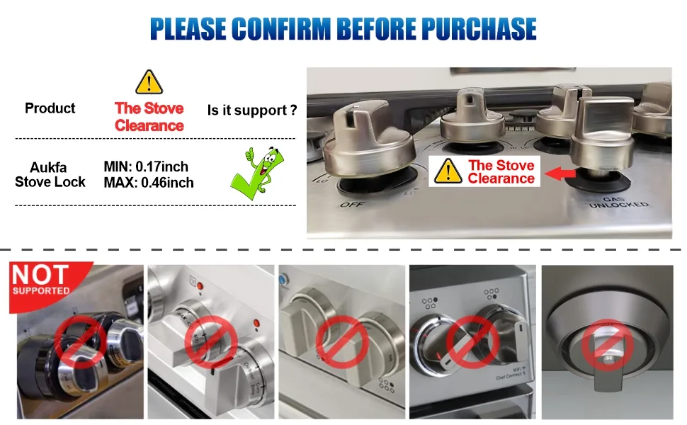 Gas Stove Baby Proof Knobs Locks (6 Pack), Aukfa Child Proofing Oven Knob Lock  No Tools Needed(White) - guard for stove