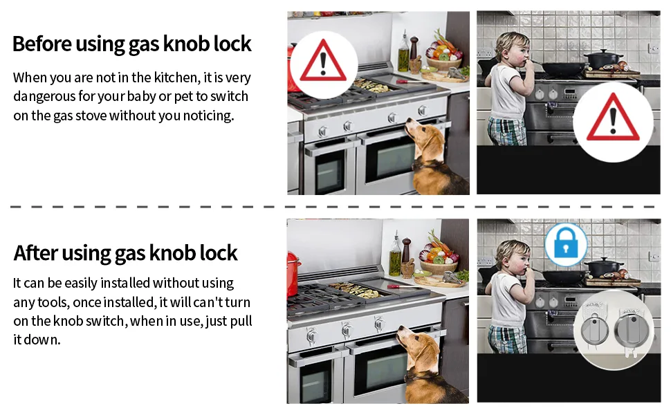 Gas Stove Baby Proof Knobs Locks (6 Pack), Aukfa Child Proofing Oven Knob Lock  No Tools Needed(White) - lock baby